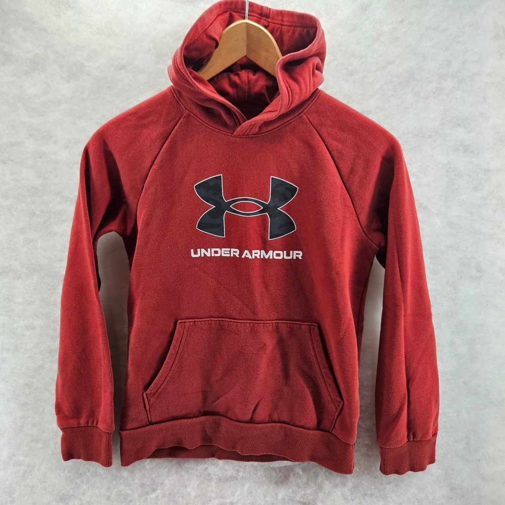 Under Armour Boys Hoodie Pullover Burnt Orange Long‎ Sleeve Youth Med Activewear